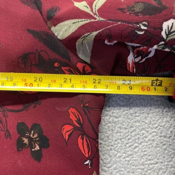 American Rag Tunic Blouse Top Womens Large  Red/Brown Floral Pattern 3/4 Sleeve - Picture 4 of 12